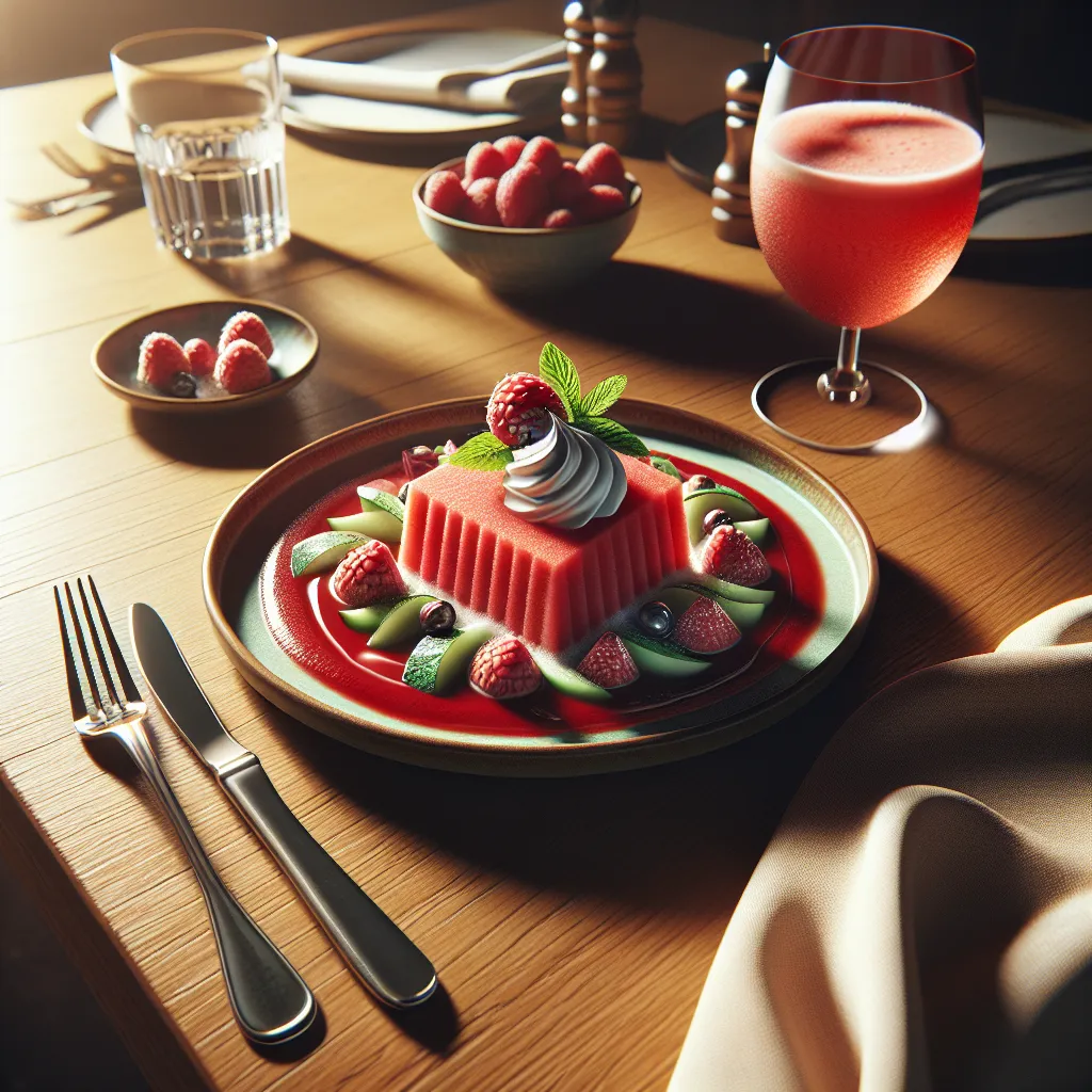 Espuma Refrescante de Melancia com Coulis de Framboesa