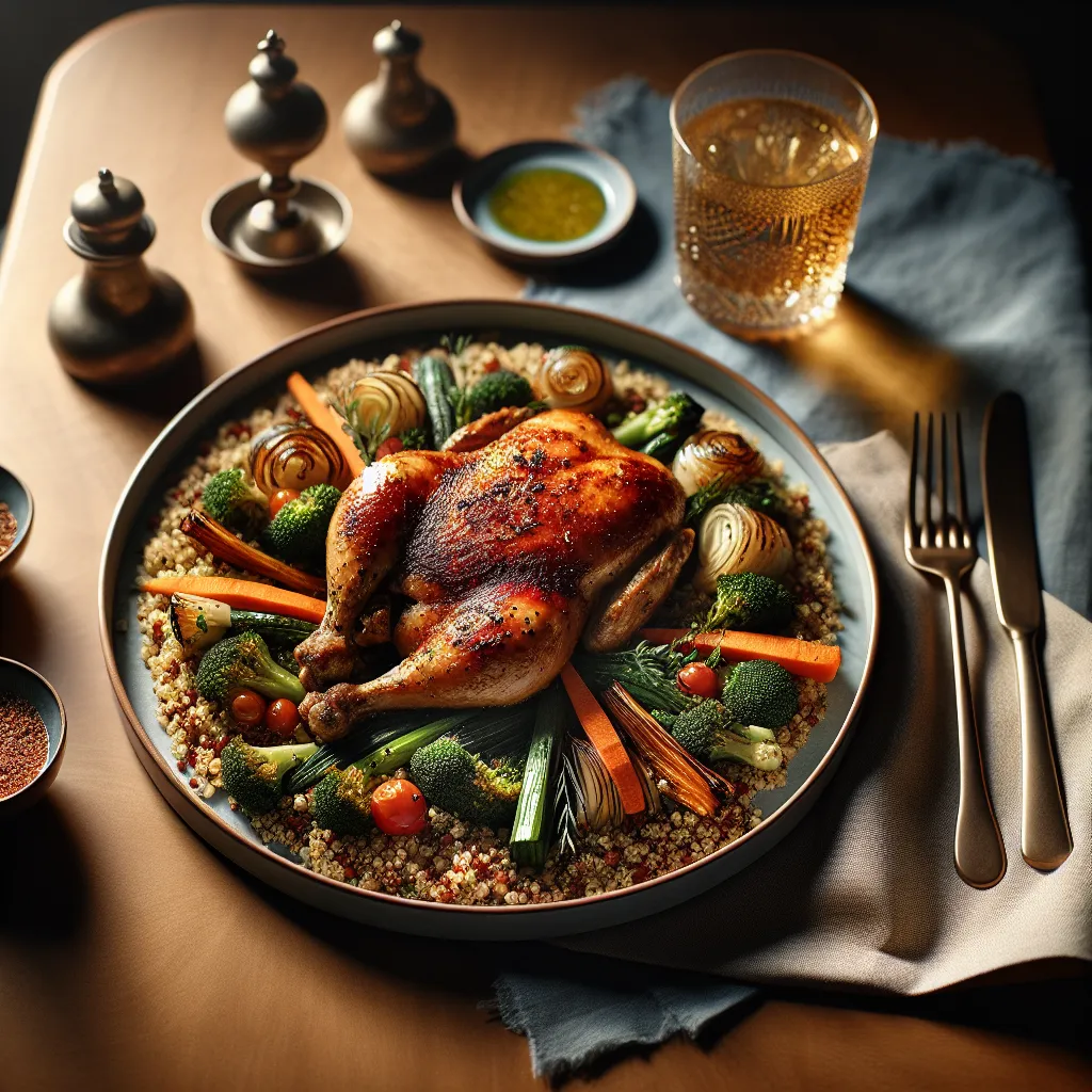 Frango Assado com Quinoa e Legumes