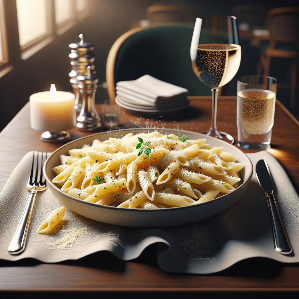 Penne ao Molho Branco Gratinado com Parmesão e Orégano