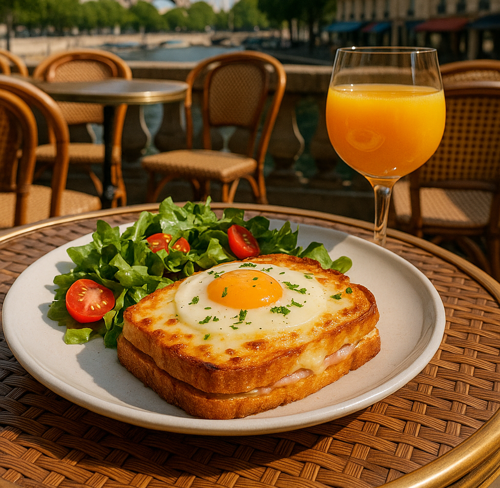 Receita croque madame com salada verde