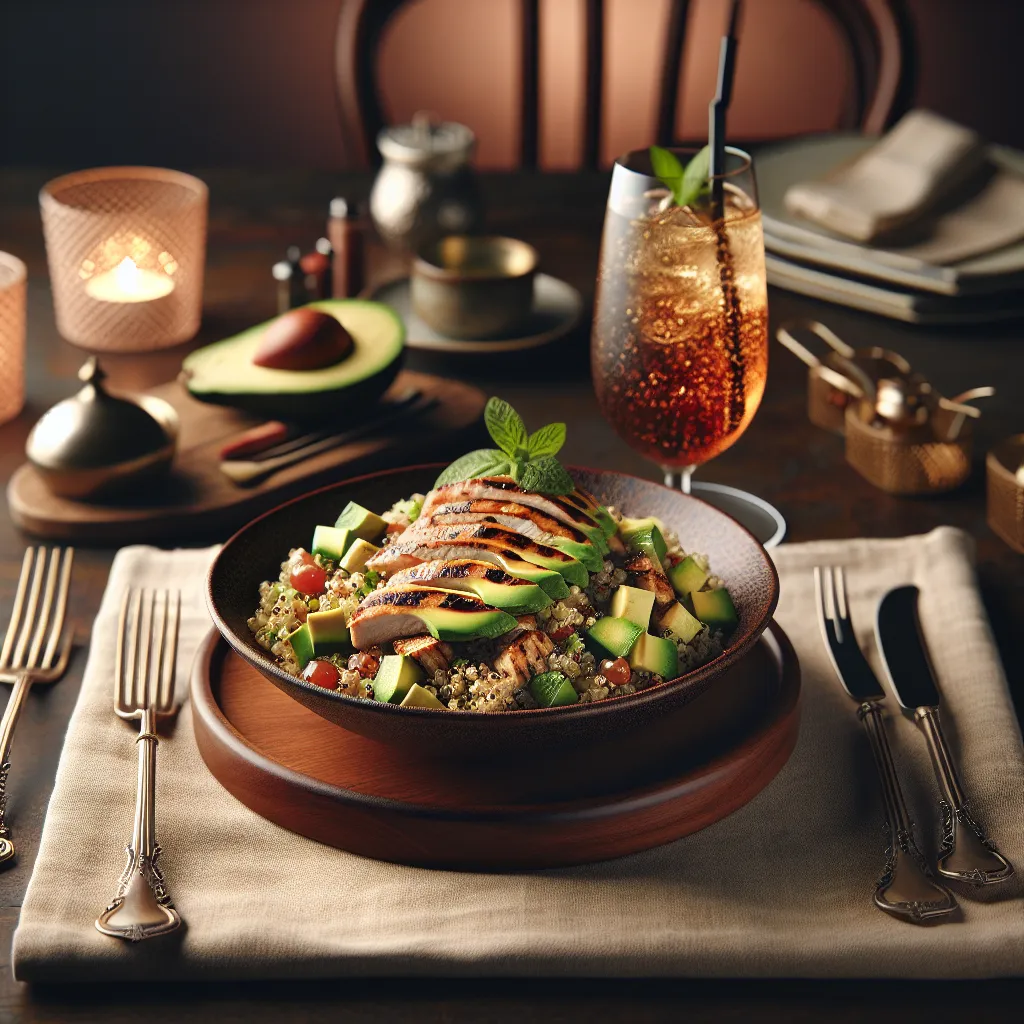 Salada de Quinoa com Frango Grelhado e Abacate